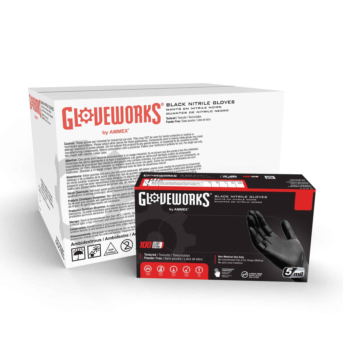 Gloveworks Industrial Black Nitrile Gloves (Case of 1000)