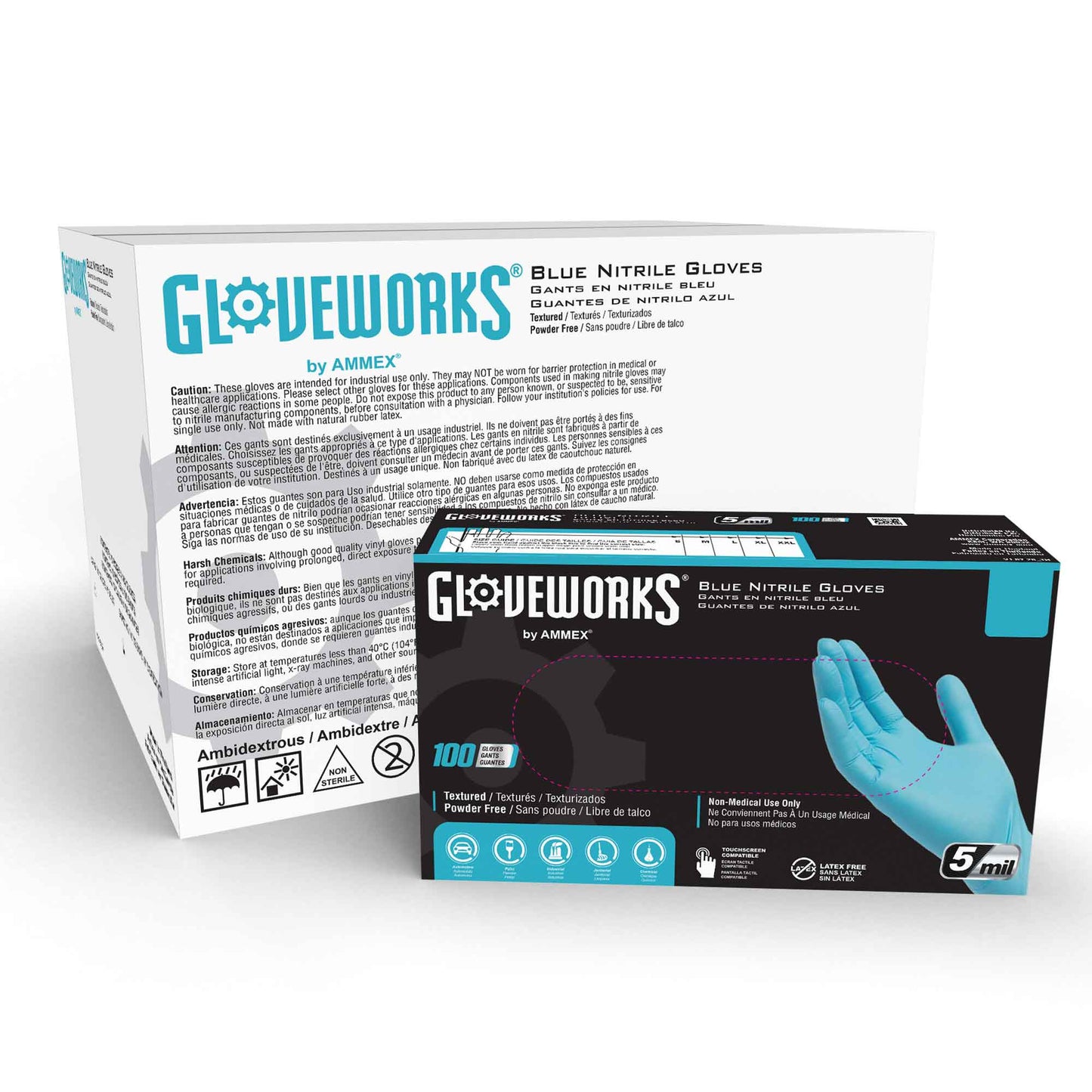 Gloveworks Industrial Blue Nitrile Gloves (Case of 1000)