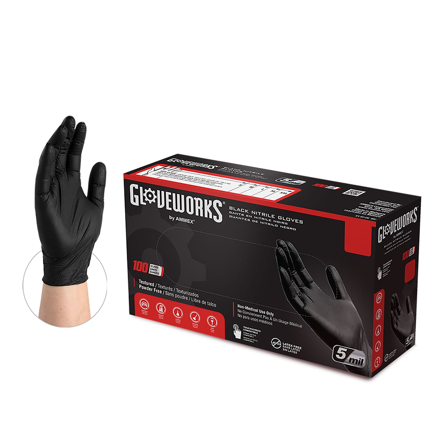 Gloveworks Industrial Black Nitrile Gloves (Case of 1000)