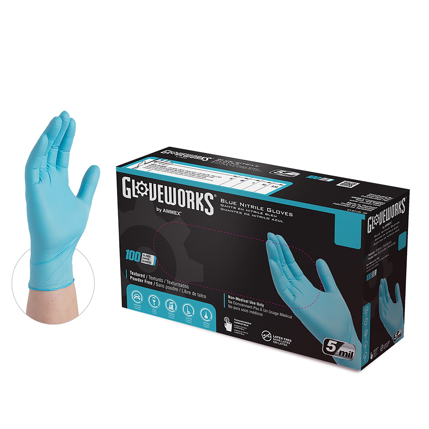 Gloveworks Industrial Blue Nitrile Gloves (Case of 1000)