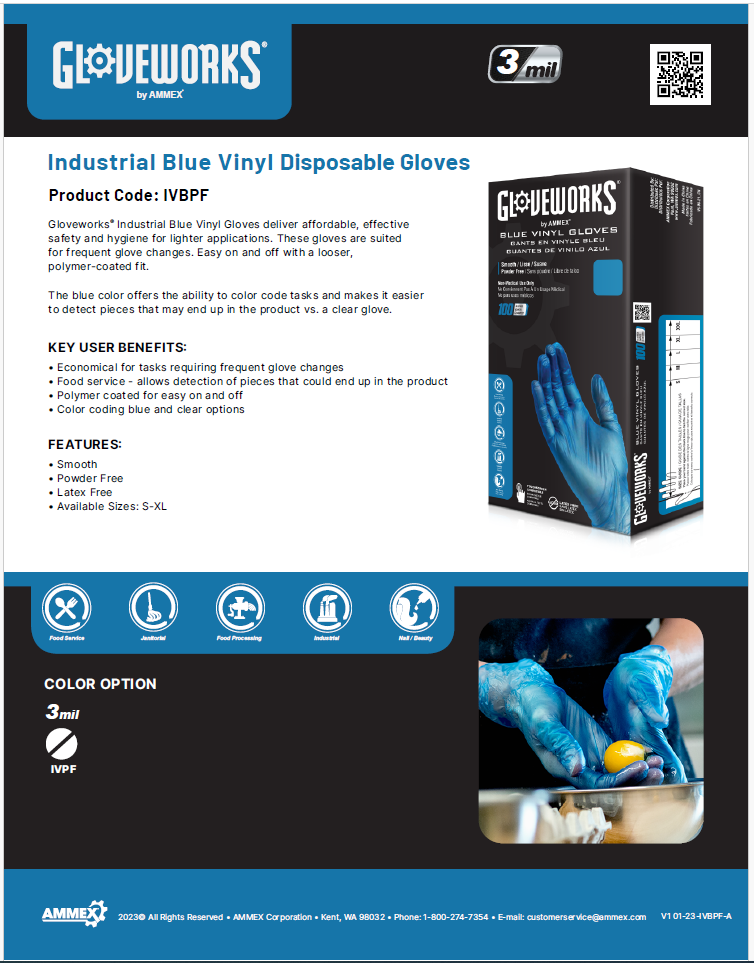 Gloveworks Industrial Blue Vinyl (Case of 1000)