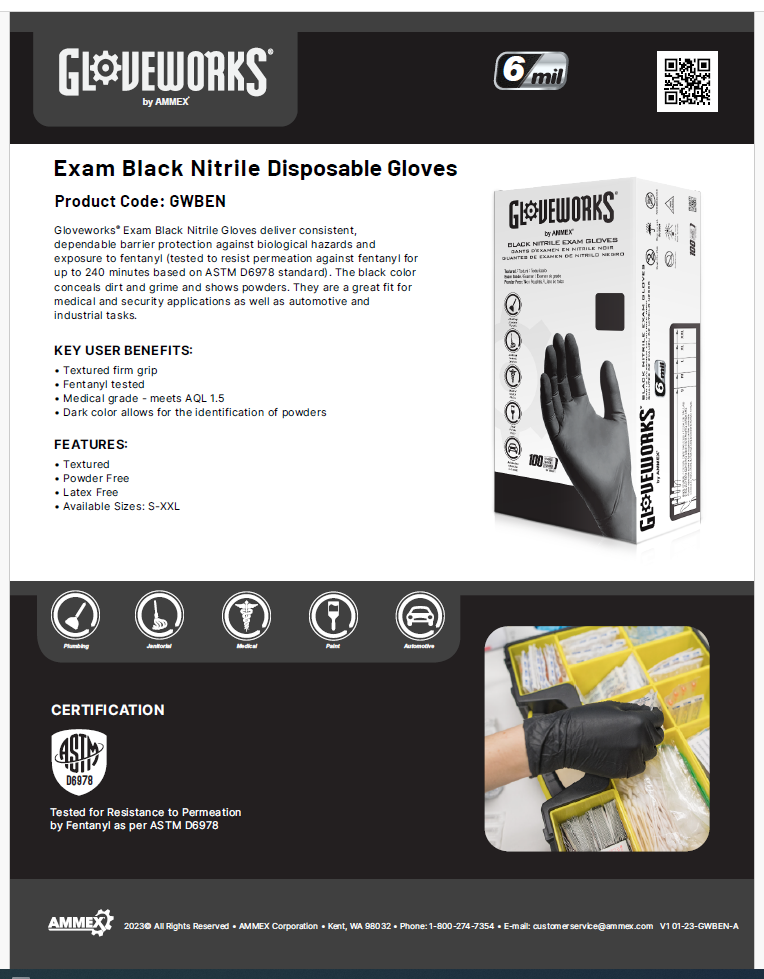 Gloveworks Exam Black Nitrile Glove (Case of 1000)