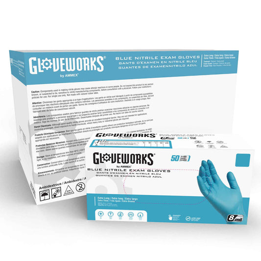 Gloveworks Blue Nitrile Exam Gloves (Case of 500)