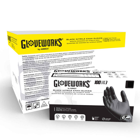 Gloveworks Exam Black Nitrile Glove (Case of 1000)