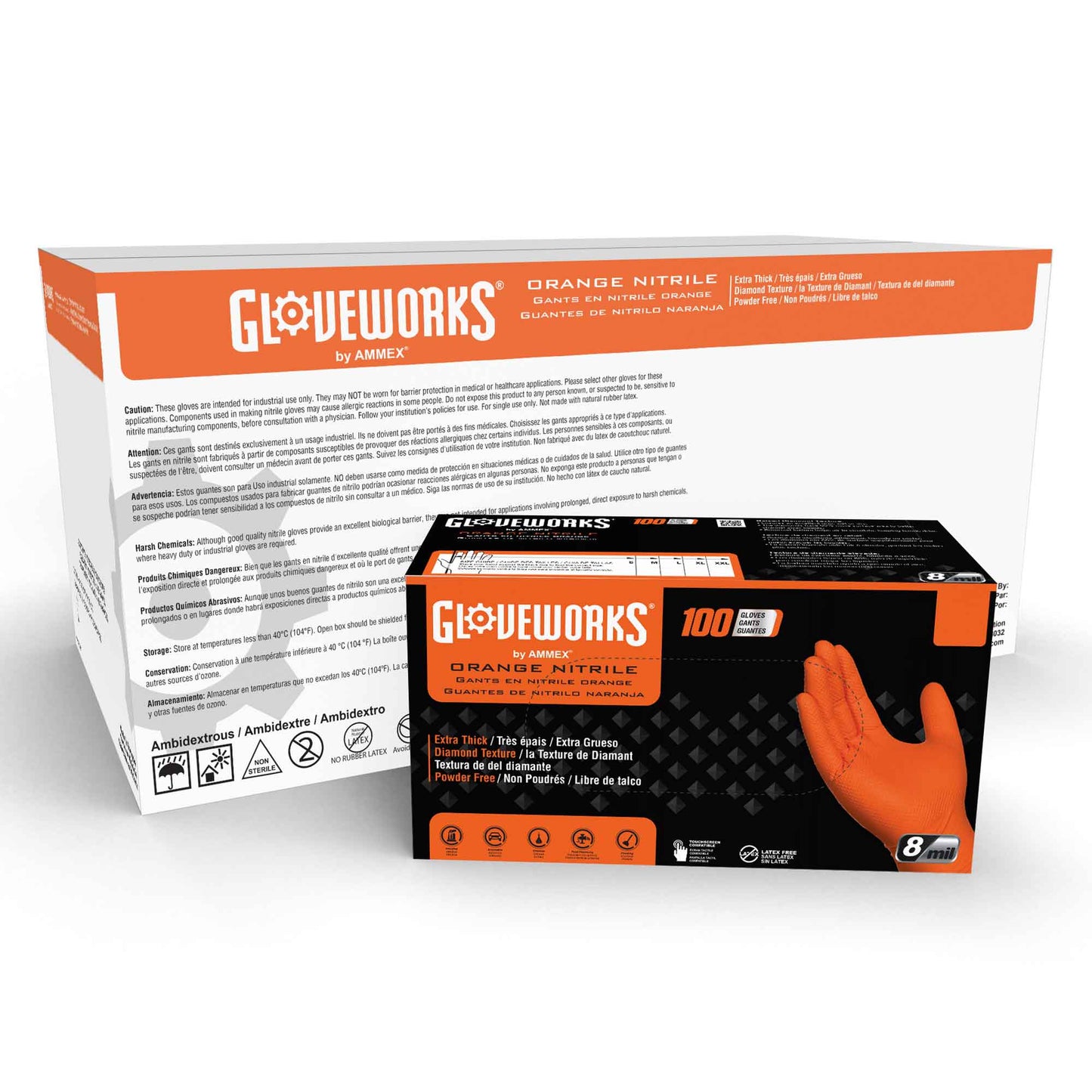 Gloveworks Industrial Orange RDT Nitrile Glove (Case of 1000)